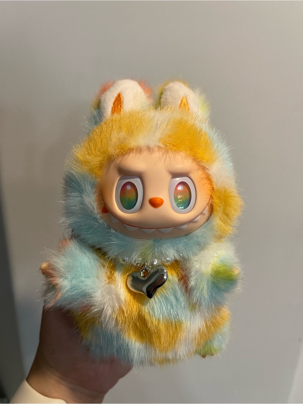 Rainbow Bunny Monster with Heart Charm-Labubu